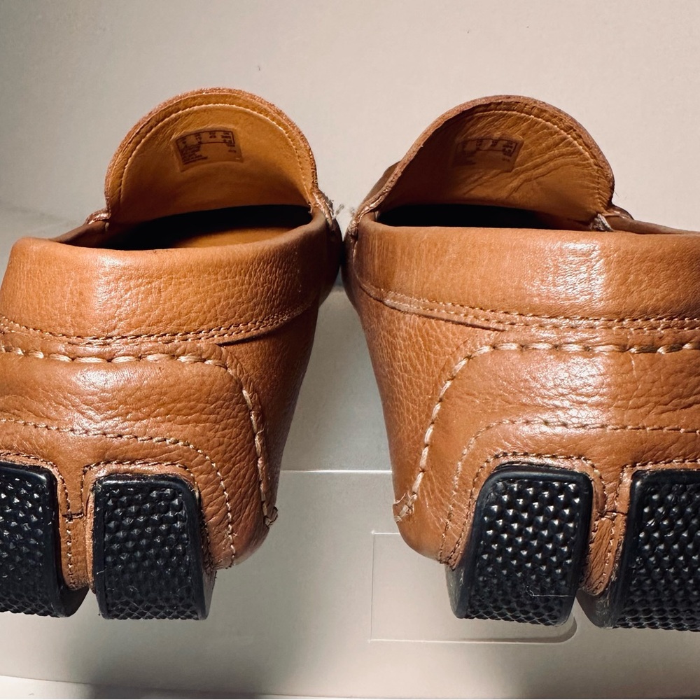 Clarks Mens Casual Shoes Cognac Leather Loafers Size 10 M - Picture 3 of 8